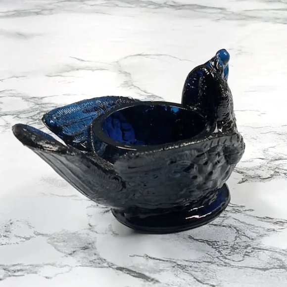 Degenhart Glass Bird & Berry Trinket Paperweight Open Salt Vtg - Picture 5 of 8